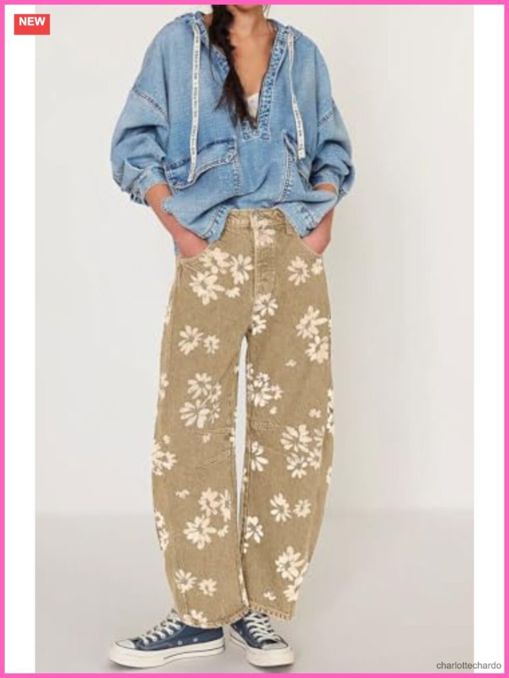 Boyfriend Wide Leg Barrel Jeans Distressed Denim Pants